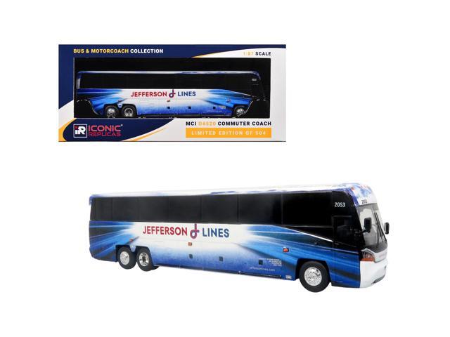 MCI D4520 Commuter Coach Bus 'Jefferson Lines' White with Blue Graphics 1/87 (HO) Scale Diecast Model by Iconic Replicas