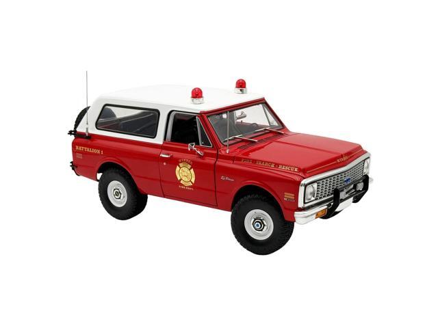 1972 Chevrolet Blazer K/5 'The Chief - Winder Fire Department, Georgia Battalion 1' Red with White 1/18 Diecast Model Car by ACME