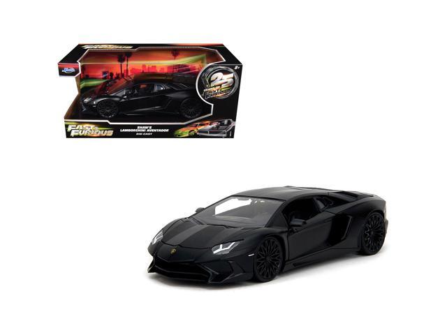 Shaw's Lamborghini Aventador Matt Black 'Furious 7' (2015) Movie 'Fast & Furious' Series 1/24 Diecast Car Model by Jada