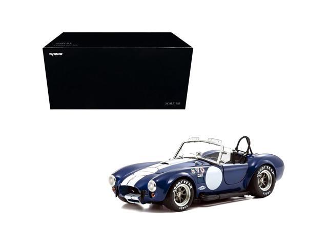 Shelby Cobra 427 S/C Blue with White Stripes and Race Graphics 1/18 Diecast Model Car by Kyosho