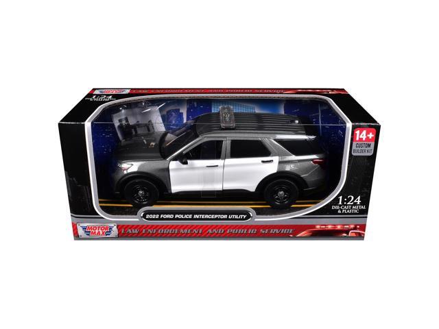 2022 Ford Police Interceptor Utility Gray Metallic w/White w/Flashing Lights & Sounds 1/24 Diecast Model Car by Motormax
