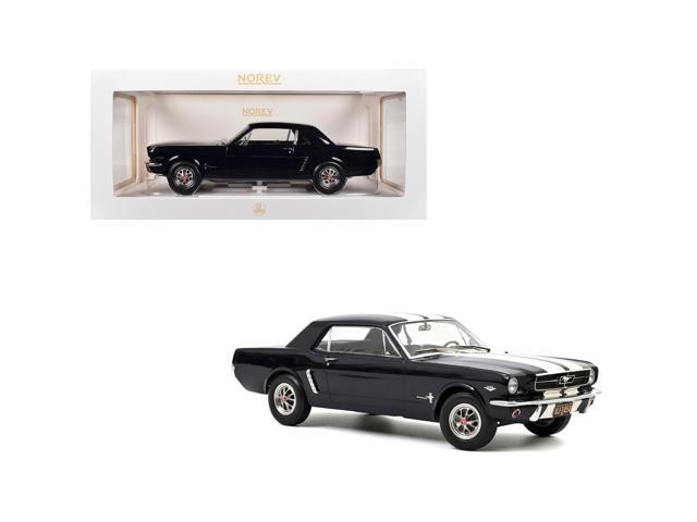 1965 Ford Mustang Hardtop Coupe Nightmist Blue Metallic with White Stripes 1/18 Diecast Model Car by Norev