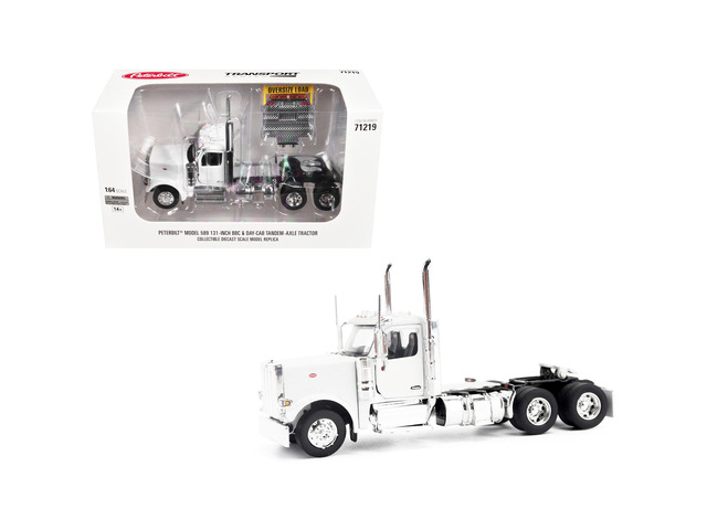 Peterbilt 589 Tandem-Axle Legendary Package Truck Tractor with 58' Sleeper White 'Transport Series' 1/64 Diecast Model by Diecast Masters