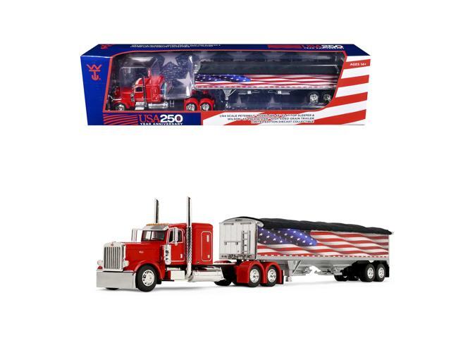Peterbilt 389 with 48' Flat Top Sleeper and 43' Wilson Pacesetter High Side Grain Trailer 1/64 Diecast Model by DCP/First Gear