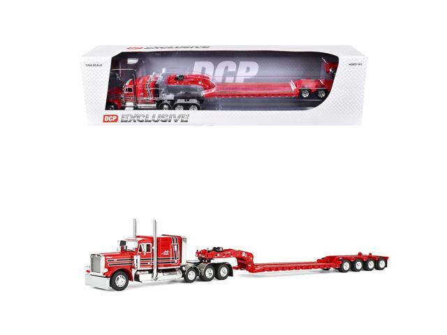 Peterbilt 379 with 63' Flat Top Sleeper & Fontaine Magnitude Trailer w/Fliptail Red w/Black 1/64 Diecast Model by DCP/First Gear