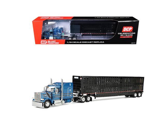 Peterbilt 589 with 72' Mid-Roof Sleeper and Wilson Trailer Bright Blue w/Black and Trailer 1/64 Diecast Model by DCP/First Gear