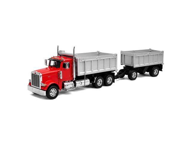Peterbilt 379 Dump Truck Red with Gray Double Dump Trailer 'Transporter' Series 1/32 Diecast Model by Welly
