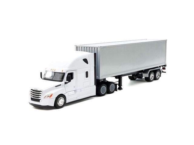 Freightliner Cascadia Truck White with Gray Container 'Transporter' Series 1/32 Diecast Model by Welly