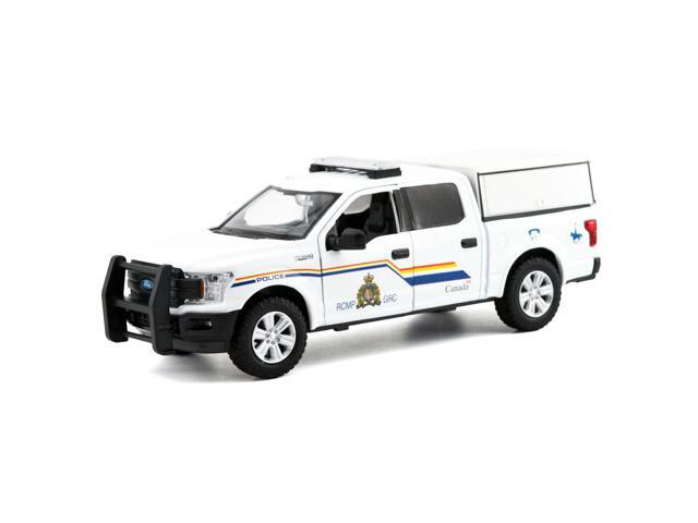 2019 Ford F-150 Lariat Crew Cab Truck with Camper Box 'Royal Canadian Mounted Police' White 1/27 Diecast Model Car by Motormax