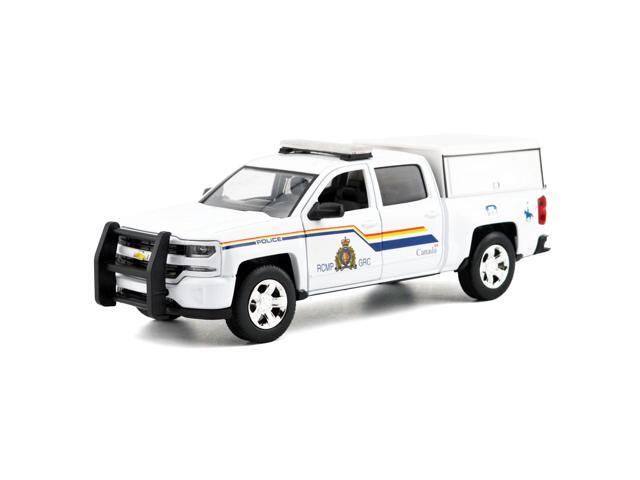 2017 Chevrolet Silverado 1500 LT Z71 Crew Cab Truck with Camper Box 'RCMP' White 1/27 Diecast Model Car by Motormax