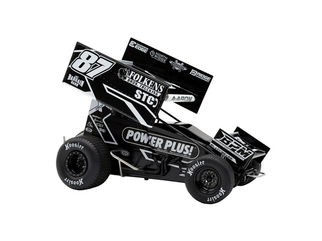 Winged Sprint Car #87 Aaron Reutzel 'Power Plus' Black (2026) 1/18 Diecast Model Car by ACME