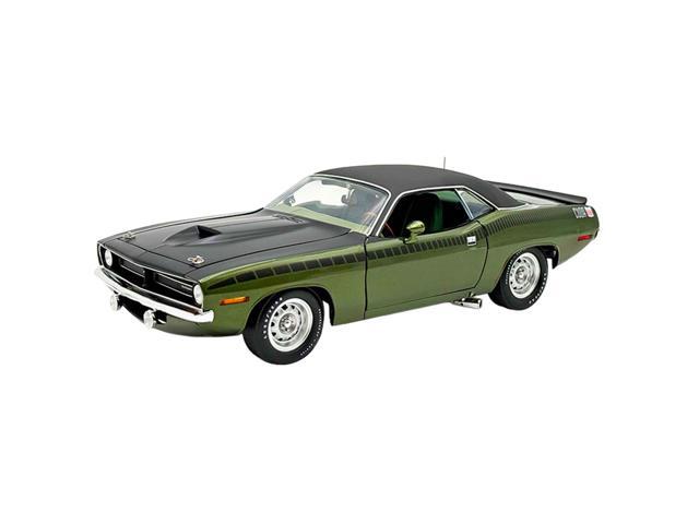 1970 Plymouth AAR Cuda Ivy Green Metallic with Black and Black Vinyl Top with Green Interior 1/18 Diecast Model Car by ACME