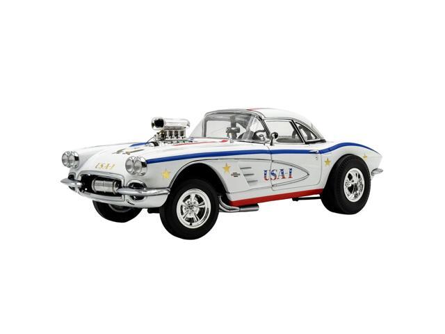 1961 Chevrolet Corvette Grand Sport Gasser 'USA-1' White with Blue and Red Stripes Limited Ed 1/18 Diecast Model Car by ACME
