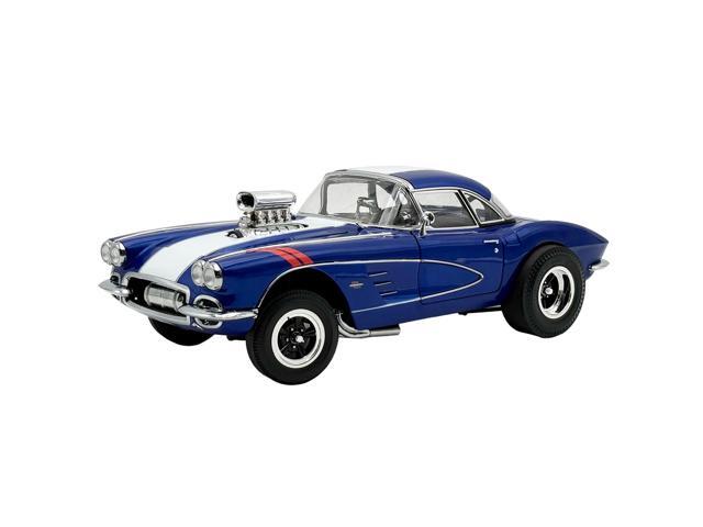 1961 Chevrolet Corvette Grand Sport Gasser Admiral Blue Metallic with White Stripe Limited Ed 1/18 Diecast Model Car by ACME