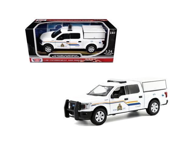 2019 Ford F-150 Lariat Crew Cab Truck with Camper Box 'Royal Canadian Mounted Police' White 1/27 Diecast Model Car by Motormax