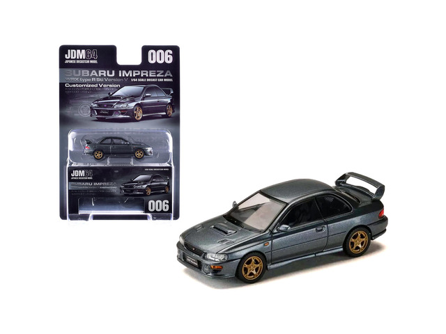 Subaru Impreza WRX Type R Sti Version V RHD Cool Gray Metallic 'JDM64' Series 1/64 Diecast Model Car by Hobby Japan
