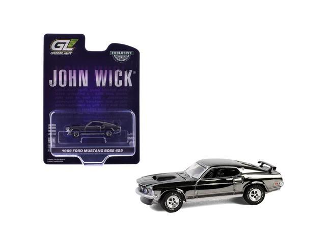 1969 Ford Mustang Boss 429 Silver Chrome Edition with Black 'John Wick' (2014) Movie 1/64 Diecast Model Car by Greenlight