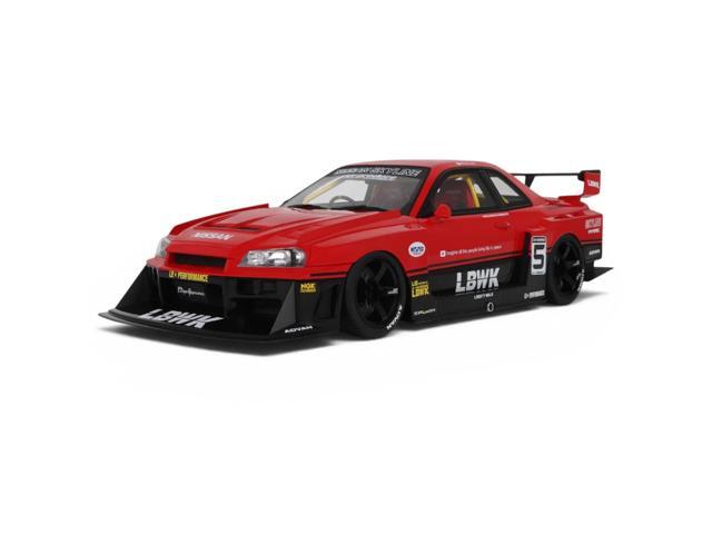 2020 Nissan Skyline GT-R (R34) LB-Super Silhouette RHD (Right Hand Drive) #5 Red and Black 1/18 Model Car by GT Spirit