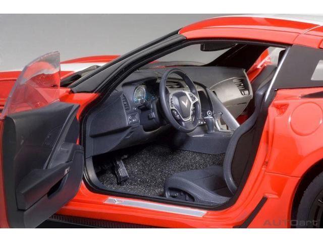 2017 Chevrolet Corvette C7 Grand Sport Red with White Stripe and Black Fender Hash Marks 1/18 Model Car by Autoart
