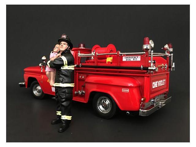 Firefighter Saving Life with Baby Figurine / Figure For 1:18 Models by American Diorama