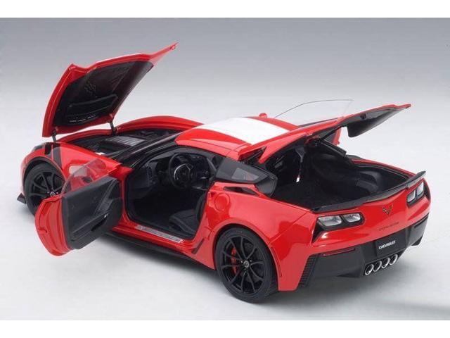 2017 Chevrolet Corvette C7 Grand Sport Red with White Stripe and Black Fender Hash Marks 1/18 Model Car by Autoart