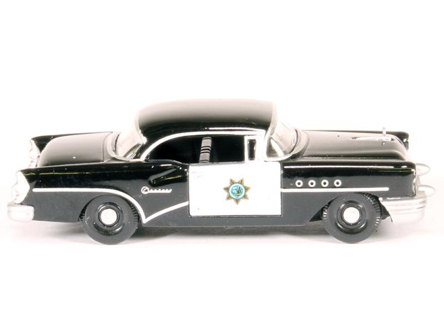 1955 Buick Century 'California Highway Patrol' (CHP) Black 1/87 (HO) Scale Diecast Model Car by Oxford Diecast