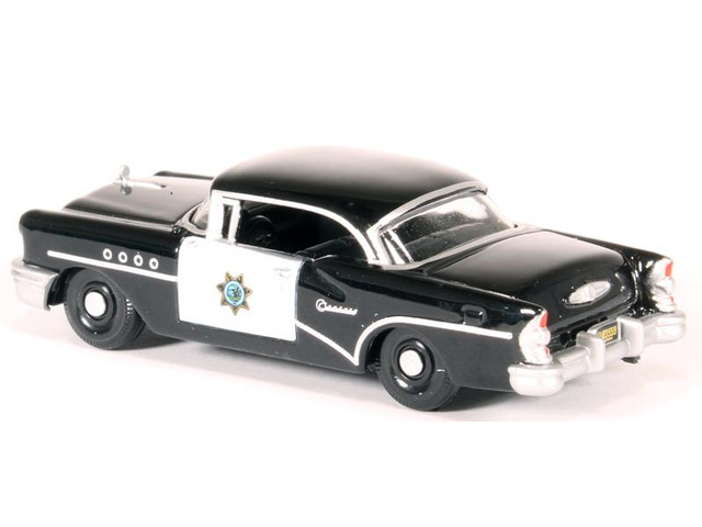 1955 Buick Century 'California Highway Patrol' (CHP) Black 1/87 (HO) Scale Diecast Model Car by Oxford Diecast