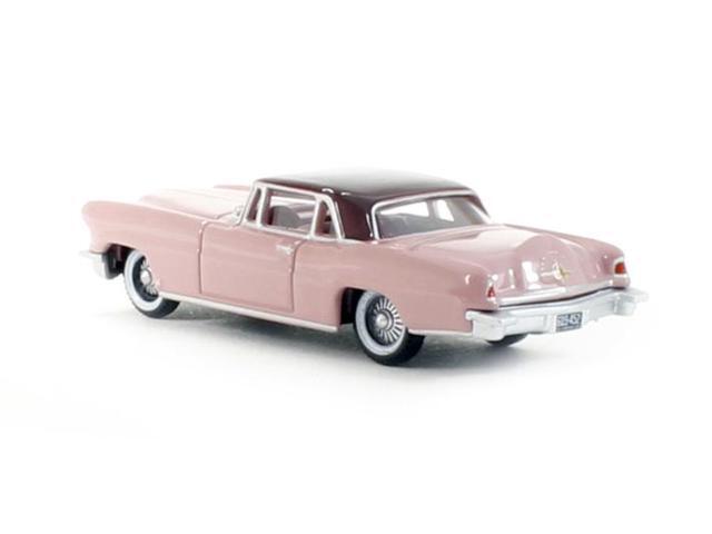 1956 Lincoln Continental Mark II Pink with Dubonnet Red Top 1/87 (HO) Scale Diecast Model Car by Oxford Diecast