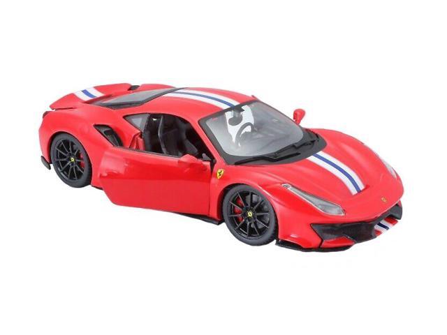 Ferrari 488 Pista Red with White and Blue Stripes 1/24 Diecast Model Car by Bburago