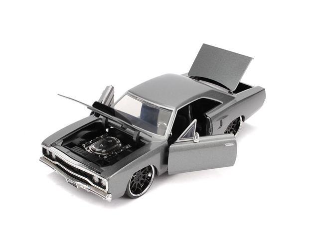 Dom's Plymouth Road Runner Metallic Gray with Black Hood Stripe 'Fast & Furious' Movie 1/24 Diecast Model Car by Jada