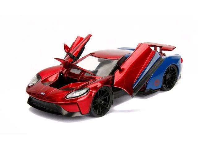 2017 Ford GT with Spider Man Diecast Figurine 'Marvel' Series 1/24 Diecast Model Car by Jada