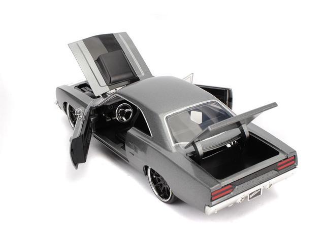 Dom's Plymouth Road Runner Metallic Gray with Black Hood Stripe 'Fast & Furious' Movie 1/24 Diecast Model Car by Jada