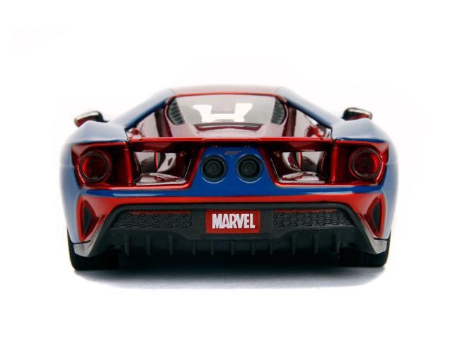 2017 Ford GT with Spider Man Diecast Figurine 'Marvel' Series 1/24 Diecast Model Car by Jada