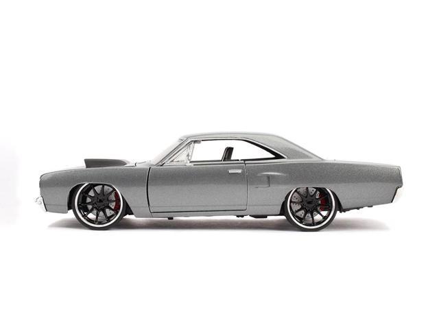 Dom's Plymouth Road Runner Metallic Gray with Black Hood Stripe 'Fast & Furious' Movie 1/24 Diecast Model Car by Jada