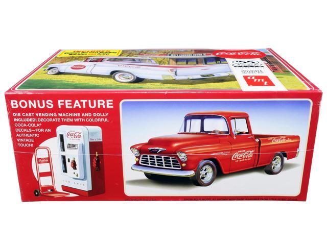 Skill 3 Model Kit 1955 Chevrolet Cameo Pickup Truck 'Coca-Cola' w/Vintage Vending Machine & Dolly 1/25 Scale Model AMT