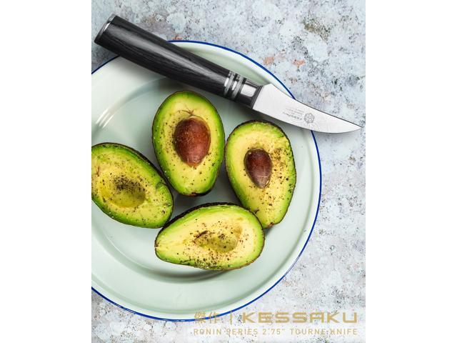 Kessaku 2.75-Inch Bird's Beak Tourne Paring Knife - Ronin Series - Forged High Carbon 7Cr17MoV Stainless Steel - Pakkawood Handle with Blade Guard