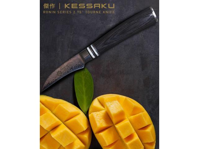 Kessaku 2.75-Inch Bird's Beak Tourne Paring Knife - Ronin Series - Forged High Carbon 7Cr17MoV Stainless Steel - Pakkawood Handle with Blade Guard