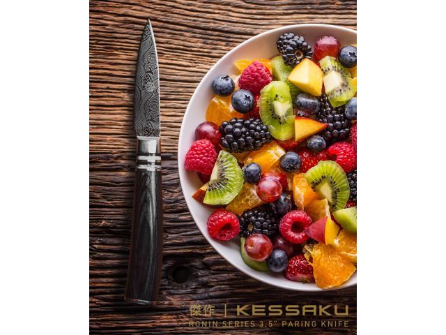 Kessaku 3.5-Inch Paring Knife - Ronin Series - Forged High Carbon 7Cr17MoV Stainless Steel - Pakkawood Handle with Blade Guard