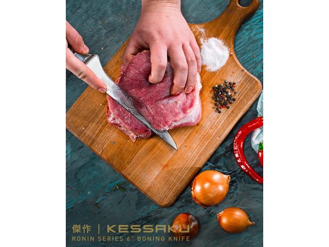 Kessaku 6-Inch Boning Knife - Ronin Series - Forged High Carbon 7Cr17MoV Stainless Steel - Pakkawood Handle with Blade Guard
