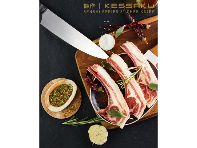 Kessaku 8-Inch Chef Knife - Senshi Series - Forged Japanese AUS-8 High Carbon Stainless Steel - Carbon Fiber G10 Handle with Sheath