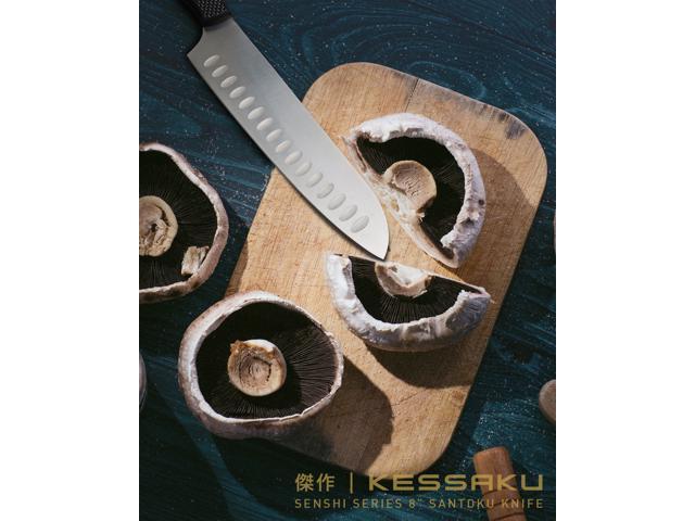 Kessaku 8-Inch Santoku Knife - Senshi Series - Forged Japanese AUS-8 High Carbon Stainless Steel - Carbon Fiber G10 Handle with Sheath