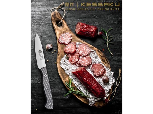 Kessaku 3.5-Inch Paring Knife - Senshi Series - Forged Japanese AUS-8 High Carbon Stainless Steel - Carbon Fiber G10 Handle with Sheath
