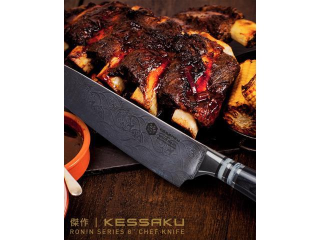 Kessaku 8-Inch Chef Knife - Ronin Series - Forged High Carbon 7Cr17MoV Stainless Steel - Pakkawood Handle with Blade Guard