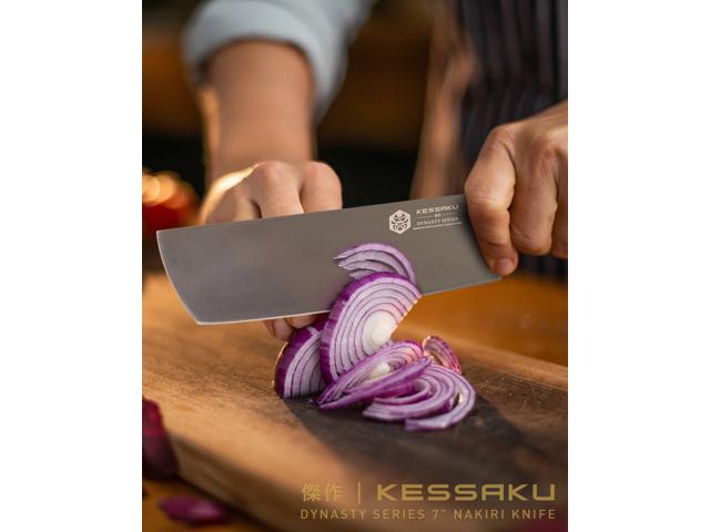 Kessaku 7-Inch Nakiri Vegetable Cleaver Knife - Dynasty Series - Forged ThyssenKrupp German HC Steel - G10 Handle with Blade Guard