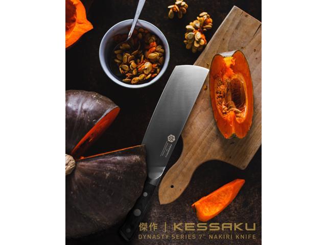 Kessaku 7-Inch Nakiri Vegetable Cleaver Knife - Dynasty Series - Forged ThyssenKrupp German HC Steel - G10 Handle with Blade Guard