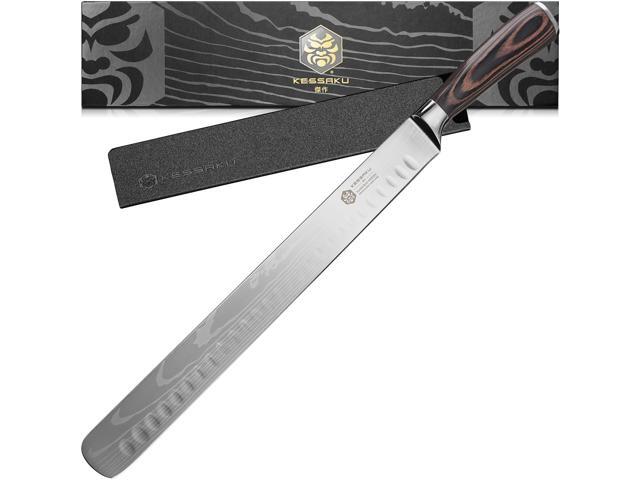 Kessaku 12-Inch Slicing Carving Knife - Samurai Series - Granton Edge - Forged High Carbon 7Cr17MoV Stainless Steel - Pakkawood Handle with Blade...