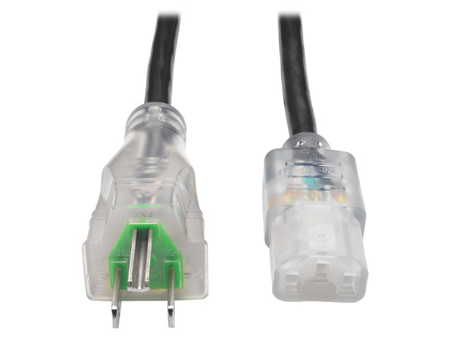 Tripp Lite Model P006-006-HG13CL 6 ft. Hospital-Grade Computer Power Cord with Clear Plugs, 13A, 16 AWG (NEMA 5-15P to IEC-320-C13)