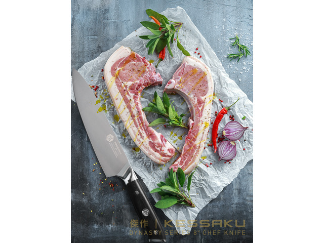 Kessaku 8-Inch Chef Knife - Dynasty Series - Forged ThyssenKrupp German HC Steel - G10 Handle with Blade Guard