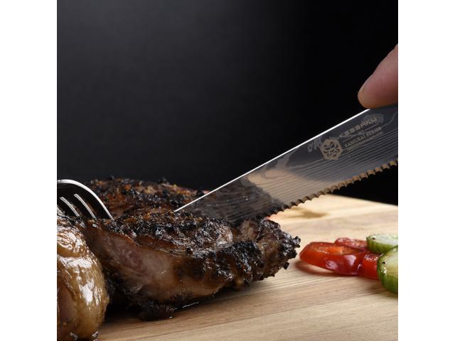 Kessaku 5-Inch Steak Knife Set - Samurai Series - Forged High Carbon 7Cr17MoV Stainless Steel - Pakkawood Handle with Blade Guard