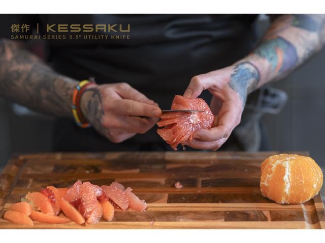 Kessaku 5.5-Inch Utility Knife - Samurai Series - Forged High Carbon 7Cr17MoV Stainless Steel - Pakkawood Handle with Blade Guard